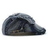 Unisex,Cotton,Denim,Jeans,Washed,Newsboy,Beret,Duckbill,Buckle,Cabbie,Women