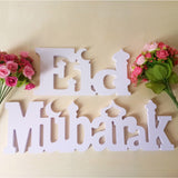 Mubarak,Dining,Table,Ornament,Wooden,Letters,Festival,Decorations