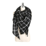 Women,Plaid,Winter,Tassels,Scarf,Triangular,Scarves,Towals