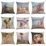 Painting,Style,Cushion,Cover,Cotton,Linen,Square,Pillow,Mother's