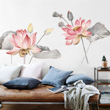 Lotus,Flower,Poster,Vinyl,Sticker,Removable,Decor,Chinese,Style