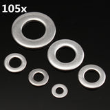 105Pcs,Metric,Washers,Stainless,Steel,Screw,Repair