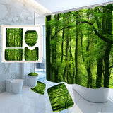 Green,Forest,Waterproof,Shower,Curtain,Bathroom,Toilet,Cover