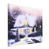 Operated,Christmas,Snowy,Cottage,Canvas,Print