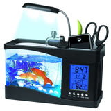 Small,Aquarium,Goldfish,Thermometer,Alarm,Clock,Light