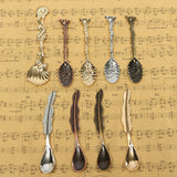 Vintage,Palace,Style,Silver,Totem,Shells,Aquatic,Coffee,Cream,Spoon