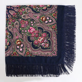 Ethnic,Twill,Cotton,Fringed,Square,Scarf,Retro,Shawl,Print,Scarf