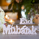 Mubarak,Dining,Table,Ornament,Wooden,Letters,Festival,Decorations