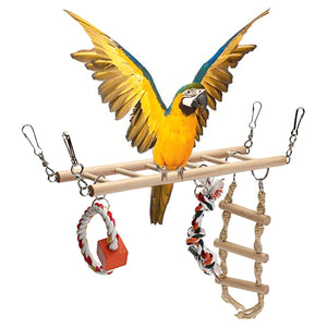 Wooden,Parrot,Parakeet,Cockatiel,Ladder,Hammock,Swing,Hanging