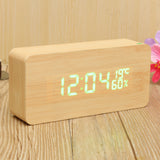 Voice,Control,Wooden,Wooden,Rectangle,Temperature,Digital,Alarm,Clock,Humidity,Thermometer