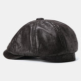 Cracked,Leather,Newsboy,Retro,Beret