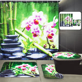 180x180CM,Bamboo,Pebble,Orchid,Toilet,Bathroom,Shower,Curtain,Hooks