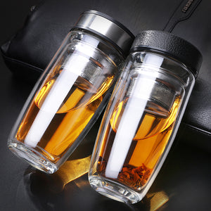 380ML,Double,Glass,Tumbler,Water,Bottle,Filter,Infuser,Travel