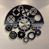 Steampunk,Clock,Gears,Vinyl,Record,Clock,Office,Decor