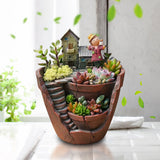 Garden,Potted,House,Micro,Landscape,Plant,Flower,Resin,Decorations