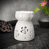 Lotus,Flower,Ceramic,Incense,Burner,Light,Holder,Fragrance,White