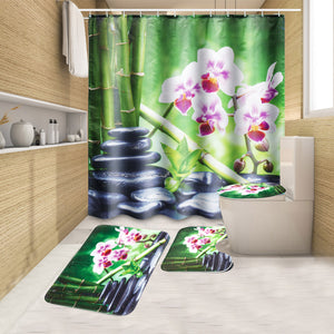 180x180CM,Bamboo,Pebble,Orchid,Toilet,Bathroom,Shower,Curtain,Hooks