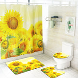 Beatiful,Sunset,Sunflower,Waterproof,Shower,Curtain,Hooks,CarpetsToilet,Bathroom,Decor