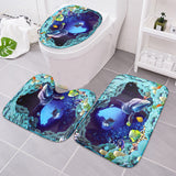 Ocean,Dolphin,Swimming,Decor,Shower,Curtain,Waterproof,Pedestal,Toilet,Cover,Shower,Curtains