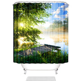 Fishing,River,Printed,Pattern,Bathroom,Shower,Curtain,Pedestal,Toilet,Cover,Carpet