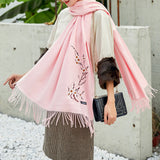 Women,Winter,Embroidery,Tassel,Ethnic,Elegant,Scarf,Shawl