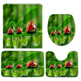 Ladybugs,Printing,Waterproof,Bathroom,Shower,Curtain,Hooks,Toilet,Cover