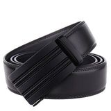 Men's,Leather,Automatic,Buckle,Matte,Black,Alloy,Buckle,Layers,Leather