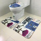 Toilet,European,Style,Toilet,Carpet,Fabric,Pedestal,Tower,Printing,Bathroom