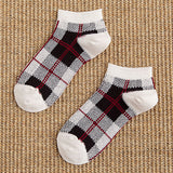 Cottton,Plaid,Breathable,Ankle,Socks,Leisure,Resistant,Invisible,Women