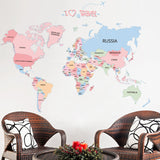 Colored,World,Stickers,Removable,Waterproof,Office,Living,Bedroom,Sticker