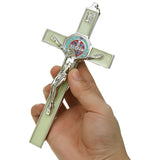 Antique,Green,Catholic,Religious,Cross,Jesus,Crucifix,Decorations,Noctilucent