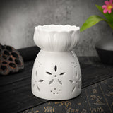 Lotus,Flower,Ceramic,Incense,Burner,Light,Holder,Fragrance,White