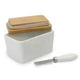 White,Ceramics,Butter,French,Butter,Holder,Insulated,Wooden