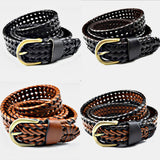 Unisex,Genuine,Leather,Woven,Retro,Leather,Buckle,Casual,Jeans,Belts