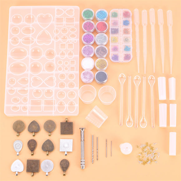 107Pcs,Epoxy,Resin,Casting,Molds,Jewelry,Pendant,Craft,Making,Silicone,Mould