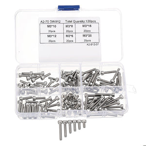 Suleve,M3SH4,Stainless,Steel,Socket,Screw,Allen,Assortment,120Pcs