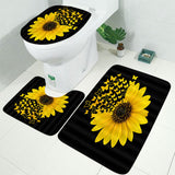 Sunflower,Butterfly,Print,Waterproof,Bathroom,Shower,Curtain,Toilet,Cover,Carpet,Toilet,Decor