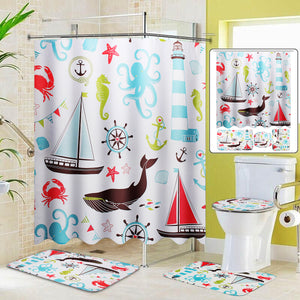 Marine,Animal,Bathroom,Shower,Curtain,Toilet,Cover