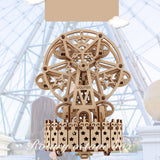 Antique,Rotating,Wooden,Music,Ferris,Wheel,Laser,Parts,Puzzle,Building,Mechanical,Model,Decorations