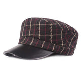 Outdoor,Winter,Cotton,Leather,Beret,Plaid,Thicken,Peaked,Women