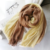 Women,Cotton,Gradient,Contrast,Color,Ladies,Casual,Elegant,Winter,Autumn,Protection,Scarf,Shawl