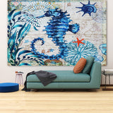 Large,Ocean,Seahorse,Tapestry,Hanging,Decor,Bohemian,Bedspread,Beach