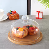 Glass,Dessert,Cover,Rotating,Bamboo,Kitchen,Storage,Container