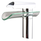 Glass,Waterfall,Mixer,Bathroom,Basin,Faucet,Single,Lever,Chrome,Plated