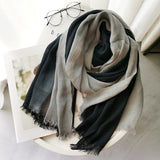 Women,Cotton,Gradient,Contrast,Color,Ladies,Casual,Elegant,Winter,Autumn,Protection,Scarf,Shawl