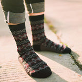 Retro,Ethnic,Diamond,Pattern,Jacquard,Middle,Socks