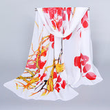 Women,Chiffon,Traditional,Chinese,Painting,Scarf,Fashion,Outdoor,Summer,Flower,Shawl