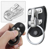 Quick,Release,Holder,Detachable,Stainless,Steel,Black,Leather,Chain,Keyring