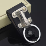 Quick,Release,Holder,Detachable,Stainless,Steel,Black,Leather,Chain,Keyring