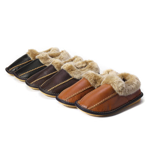 Winter,Fuzzy,Leather,House,Slipper,Fleece,Lined,Cowhells